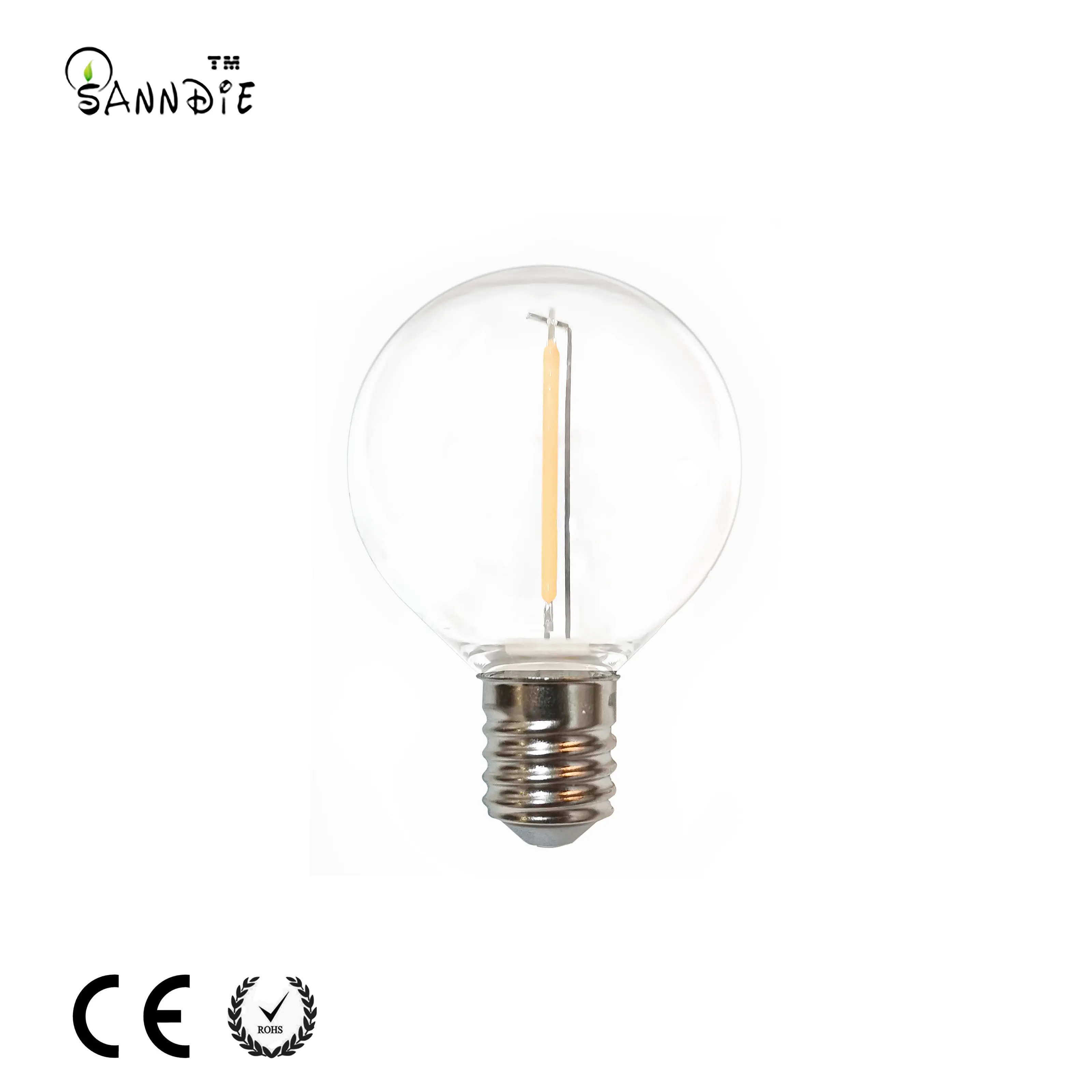 Ampoule à filament led G45 1W E17 décorative ampoule à filament 3v personnalisée G45 ampoule feston plastique filament pour guirlande lumineuse extérieure