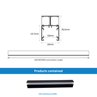 Profilé en aluminium extrudé 134 en alliage noir, profil en T anodisé, couvercle en PC laiteux pour canal LED d'armoire, lumière du jour 6000K, dimmable