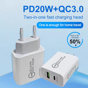 Proveedor de energía EU/US/UK Cargador de teléfono móvil rápido portátil Cargador de 20W Tipo <span class=keywords><strong>C</strong></span> Cargador Pd QC3.0 Cargador rápido con cable para teléfono - Product Image 2