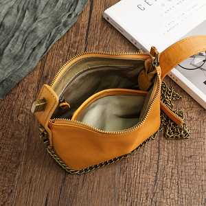 genuine leather handbag for women soft vegetable-tanned leather small bag retro chain <b>strap</b> <b>shoulder</b> bag - Product Image 6