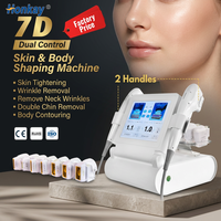 Appareil 7D HiFU portable certifié CE 2-en-1 à double poignée pour le nettoyage du visage, le raffermissement et le resserrement de la peau, idéal pour les spas de beauté