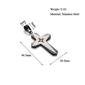 Collier Pendentif Croix Prière Classique Hip Hop en Acier Inoxydable, Bijou Amulette Chrétienne Religieuse avec Chaîne - Product Image 2