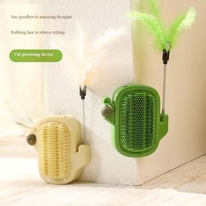 Jouet à gratter pour chat en forme de cactus avec plumes, en PP – Anti-ennui – Boule de catnip et griffoir mural - Product Image 1