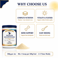 Pigeon Trace Mélange de minéraux et de vitamines 500g en poudre pour pigeons de course, d'élevage et d'habillage – Complément alimentaire quotidien – Support ODM