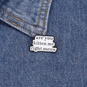 Sind Sie Kitten Me Right Meow Emaille Pins Nette Katze Zitate Broschen Rucksack Revers Abzeichen Lustige Schmuck Geschenk für Freunde Großhandel - Product Image 4