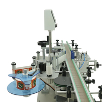 Machine d'étiquetage automatique pour bouteilles rondes, flacons, boîtes de conserve et pots, avec application d'étiquettes sur un ou deux côtés en plastique ou verre