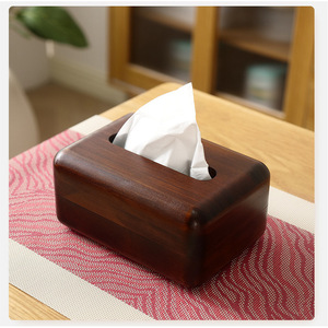 Solid Wood Tissue Box Wooden Grain Desktop Napkin Holder For Living <b>Room</b> Car Bathroom Home Use - Product Image 2