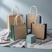 Sac fourre-tout en jute AITE, prix usine, écologique, recyclable, motif dessin animé blanc simple, avec poignée en ruban, grande taille, fermeture éclair