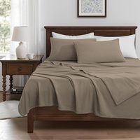 Parure de draps en flanelle polaire 100% polyester, taille King, ultra douce, antistatique, 4 pièces (1 drap-housse 80x78 pouces, 1 drap plat, 2 taies d'oreiller)