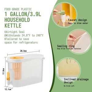 Drink Dispenser for Fridge Beverage Liquid Drink Container Lemonade Stand Juice Jug Cold <b>Water</b> Pitcher with Spigot for Party - Product Image 3