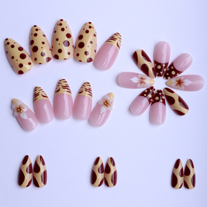 <span class=keywords><strong>Faux</strong></span> ongles réutilisables tendance faits main, motif floral rétro, 24 pièces, imprimé <span class=keywords><strong>vache</strong></span>, pour filles et femmes - Product Image 3