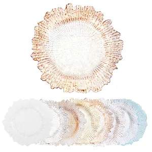 13 inch Placas De Cargador Para Boda Decorative Melamine Glossy Finish Plastic Coral Reef Charger Plates for Dinner Weddings