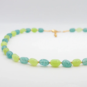 Wholsale Premium Quality Handmade Custom Jewelry Minimalist <strong>Necklace</strong> Crafted From Mixed Green and Blue Natural Stone Beads - Product Image 1