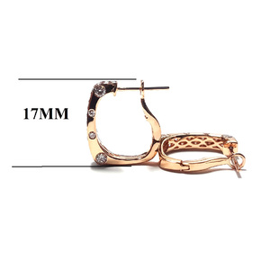 Hong Kong KOK Production rapide 14k or Rose massif réel VS SI diamant bijoux fins Huggie cerceaux Clip sur boucles d'oreilles mignonnes pour les femmes - Product Image 2