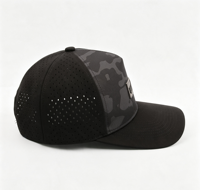 Casquette de baseball personnalisée en gros avec logo imprimé et brodé, casquette de baseball camouflage en polyester imperméable à 5 panneaux pour hommes