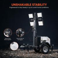 Tour d'éclairage mobile extérieure à LED diesel avec alimentation solaire et électrique DC, indice de protection IP66, tour d'éclairage mobile blanche avec générateur