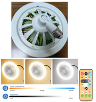 Plancher inférieur facile à installer douille de lampe à vis rotative E27 ampoules LED ventilateur lumières couverture Pc Smd2835 puces LED ventilateur de plafond à lames