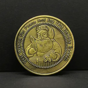 Moneta commemorativa di babbo natale placcata argento moneta in metallo personalizzata collezione di monete regalo di natale per bambini