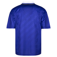 Maillot de football rétro personnalisé bleu marine vintage avec panneau diagonal et imprimé tonal, col blanc, pour hommes, vente en gros usine