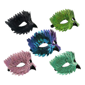 Masque de mascarade en plumes d'hibou, rose, aurore, violet, vert encre, vert forêt, pour bal de promo, Halloween, confortable, en forme d'animal - Product Image 1