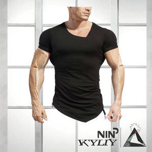 Camiseta de Algodón para Hombre, Transpirable, Corte Ajustado, para Gimnasio, Fitness, Running, con Estampado Personalizado, Cuello Redondo, Manga Corta, Lisa, Negra, Blanca, Estilo Casual - Product Image 3