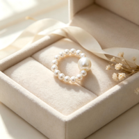 Handgefertigter Asymmetrischer Perlen-Elastikring, Glänzender Perlen-Stretchring in Verschiedenen Größen für Dates und Alltag, Damen-Schmuck
