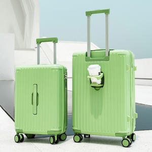 Valise trolley Yongsheng 20 et 28 pouces avec porte-gobelet, roulettes universelles, serrure à combinaison, motif rayé - Product Image 4