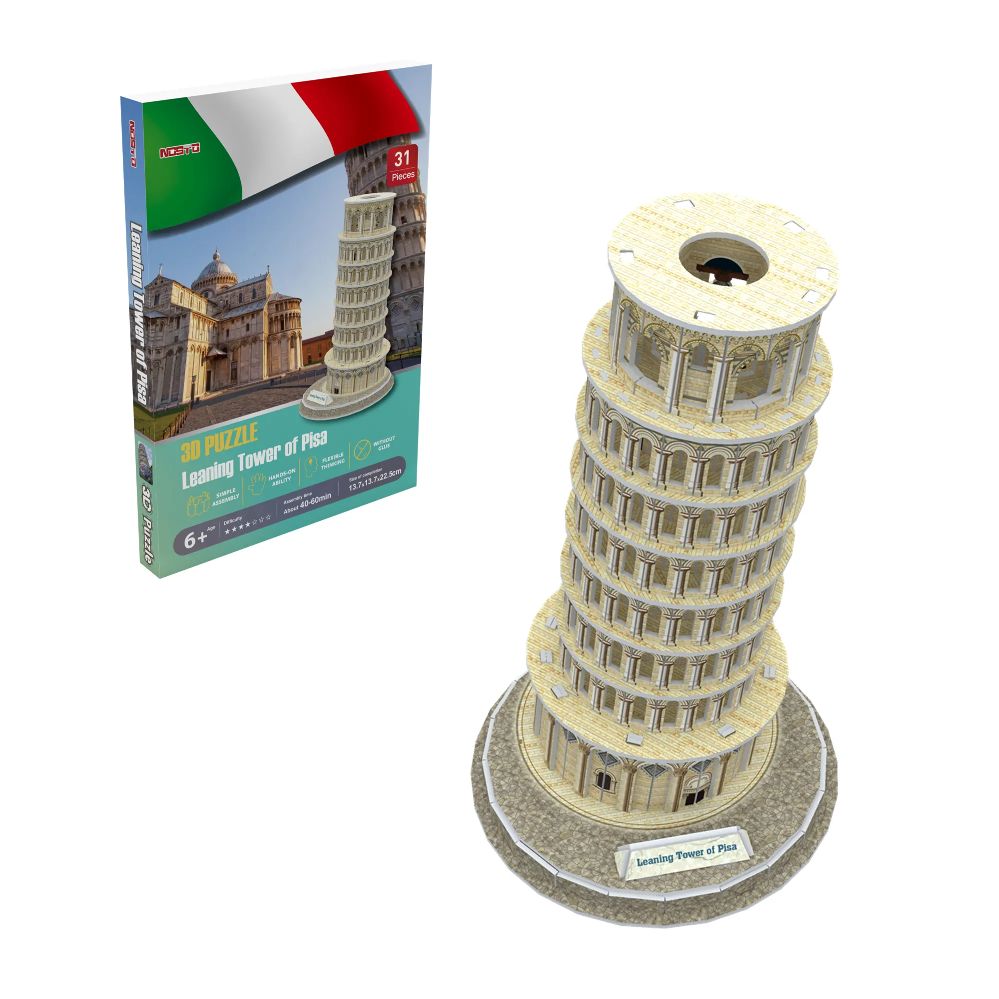 Model Arsitektur Bangunan Terkenal, Suvenir Teka-teki 3D Menara Miring Pisa