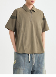 <span class=keywords><strong>เสื้อโปโล</strong></span>ผู้ชายทรงหลวม แขนสั้น สีเขียวล้วน แบบมีซิปครึ่งตัว ผลิตจากผ้าไนลอนผสมสแปนเด็กซ์ แห้งเร็ว รับผลิตตามสั่ง (OEM) พร้อมสกรีนโลโก้ ขายส่ง - Product Image 6