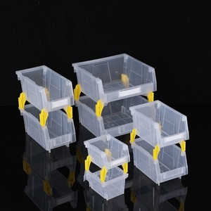 Customized Clear PP Plastic Storage <b>Bins</b> Industrial Heavy Duty Curved Bottom Hopper with Front Stacking Injection Technics - Product Image 1
