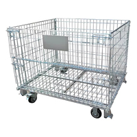 Palette grillagée avec roues Empilable Pliable Cage en acier inoxydable Conteneur de stockage pour entrepôt et industrie