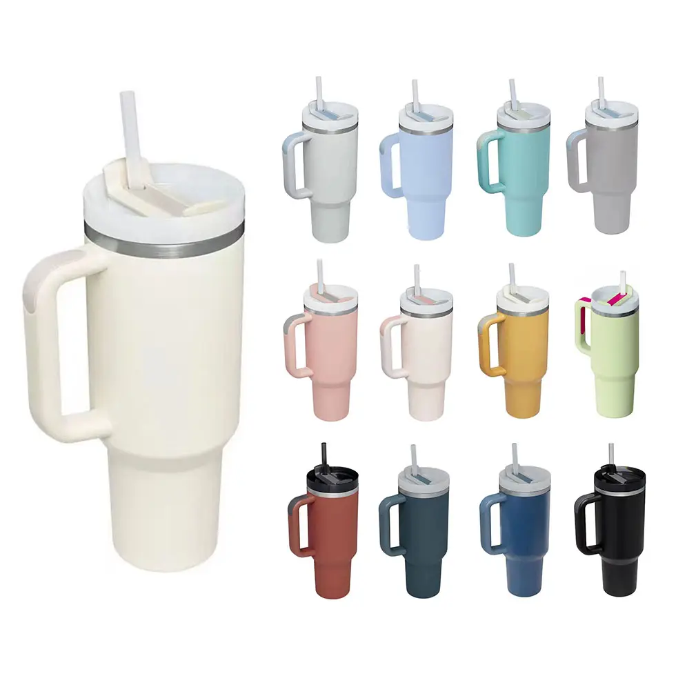 10 Colors In Stock Classic Thermos Coffee Mug Thermal Glasses Stainless Steel Insulated Tumbler With Straw Cup 40oz With Handle