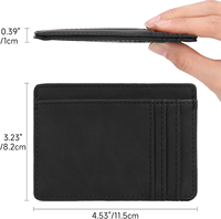 Dompet Kulit Minimalis Tipis OEM untuk Pria Wanita, Penahan Kartu Kredit di Saku Depan, Casing Kompak Tipis dengan Jendela ID dan Klip
