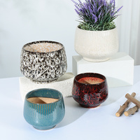 Vente chaude Pots de fleurs en céramique Jardinières Glaçure réactive Succulentes Design rayé Luxe élégant Pot de fleurs d'intérieur