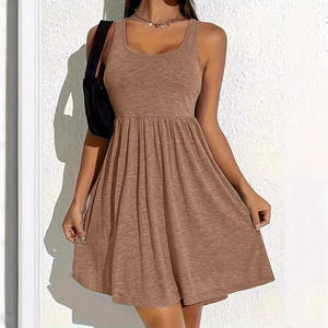 Robe décontractée élégante pour femme en mousseline de soie imprimé léopard, taille naturelle, respirante et infroissable, collection printemps - Product Image 1