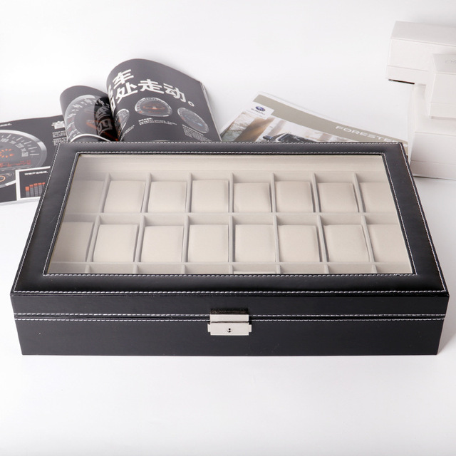 Wholesale PU Leather Watch Storage Box with Silver Velvet Insert and Metal Lock Luxurious Wooden Gift Case for Watches