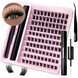 Wholesale Cluster Lashes make Private Label D Curl Cluster DIY Lash Extensions Tray Individual Fan Cluster Lash Kit
