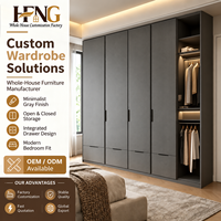 Armoire de chambre intégrée contemporaine, placard du sol au plafond avec aménagement de rangement personnalisé pour espaces résidentiels haut de gamme