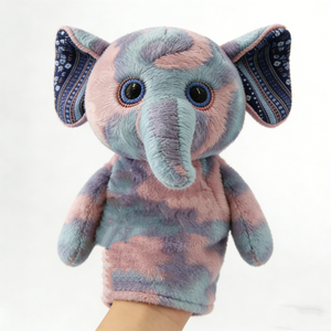 Marioneta de elefante personalizada con estampado en el interior de la oreja, marioneta de elefante de peluche para juegos de simulación, animal de peluche de coral suave. - Product Image 1