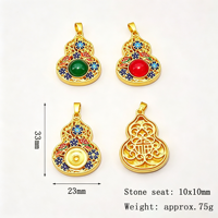 Pendentif en alliage de zinc ajouré en forme de gourde, style ethnique, avec fleur émaillée et résine incrustée, pour la création de colliers faits main