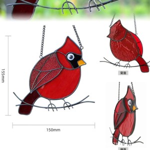 Dakang Art Deco Kardinal Kuş Vitray Işık Tutucu Noel Hediyesi Dekorasyonu - Product Image 5
