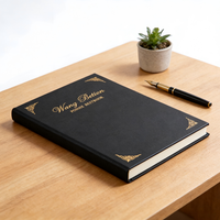 Carnets de notes à couverture rigide avec estampage doré pour fournisseurs scolaires, carnets de notes personnalisés noirs, agendas