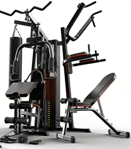 Gimnasio Comercial Multiusos de 3 Estaciones <span class=keywords><strong>con</strong></span> Saco de Boxeo, Estación de Dips, <span class=keywords><strong>Barra</strong></span> de Dominadas y Banco Ajustable - Product Image 1