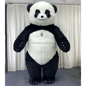 工厂热卖逼真充气熊猫吉祥物服装派对活动充气卡通服装带风扇