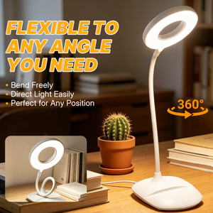 Lampe de bureau LED moderne personnalisable et rechargeable avec protection oculaire, lumière de lecture flexible à 360° et gradation progressive pour étudiant - Product Image 1
