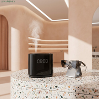 Diffuseur d'arômes intelligent 3-en-1 sans batterie, avec horloge LED et veilleuse ambrée, double liquide, pour bureau et chevet