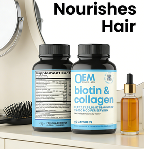 Capsules de collagène, kératine et biotine OEM |   Formule de soin des cheveux, de la peau et des ongles avec des extraits d'herbes |   Complément alimentaire de beauté en marque propre - Product Image 4