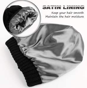 Winter Gebreide Muts Voor Dames Satijn Gevoerde Kabel Dikke Dikke Dikke Muts Heren Zacht Slouchy Warme Hoed Promotie Voering Dikke Dikke Dikke Hoeden - Product Image 3