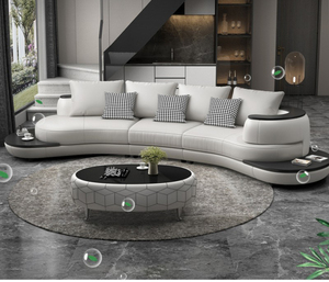 Sofá de esquina seccional en forma de <span class=keywords><strong>L</strong></span> de cuero genuino, conjunto de sofá de 7 plazas para sala de estar, venta al por mayor - Product Image 4
