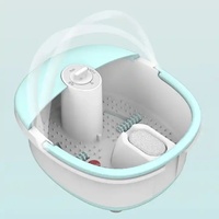 Bain de pieds massant relaxant avec lumière LED, thérapie infrarouge, chauffage à bulles, brosse en pierre ponce et fonction spa
